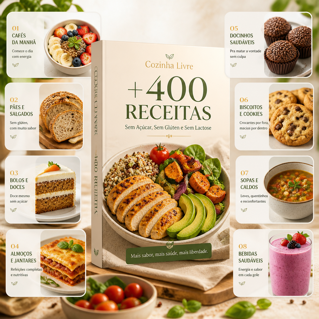 400 Receitas Sem Açúcar, Sem Glúten e Sem Lactose
